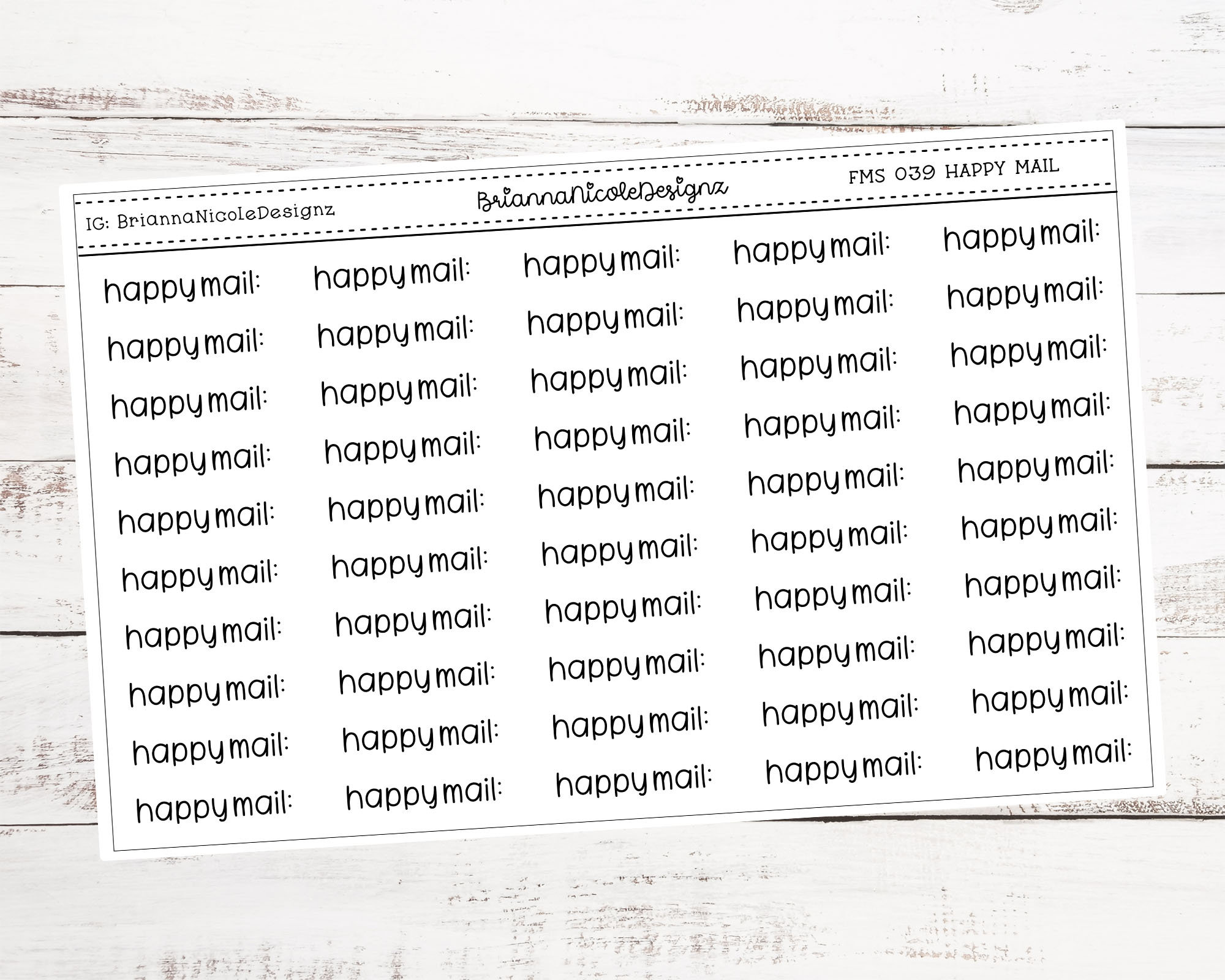 Mail Script Decal Ribtable FMS 039 Happy Mail Script | Planner Stickers - Etsy
