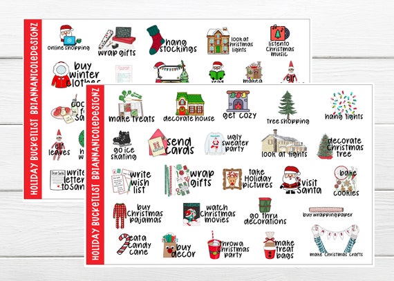 Holiday bucket list planner stickers | planner stickers