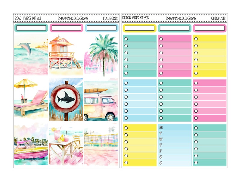 KIT 268 Beach Vibes | Summer Sticker Kits - Etsy