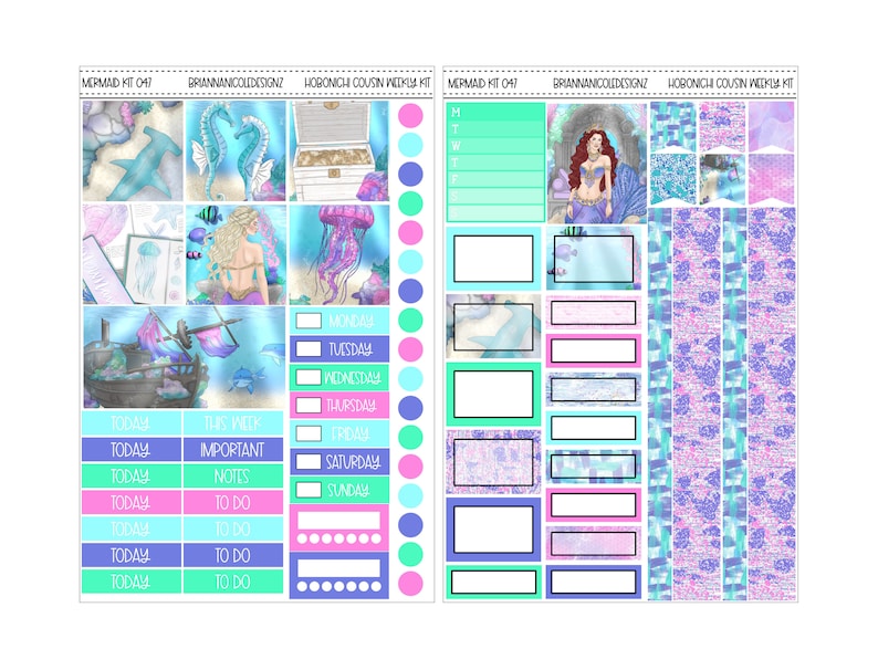 KIT 047 Mermaid Hobonichi Cousin Weekly Kit | Hobonichi Cousin Stickers ...