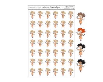 Cute girl 009 Getting ready | planner stickers