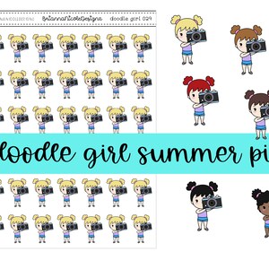 Doodle girl 029 summer pics | planner stickers