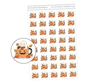HS 298 Bookish pumpkin mug | Halloween planner stickers| Spooky stickers| October planner stickers| Ghosts| witches