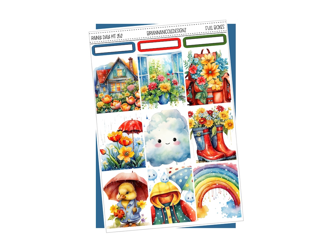 KIT 252 Rainy Day | Weekly Sticker Kit | Spring Planner Stickers - Etsy