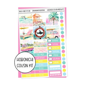 KIT 038 Beach vibes hobonichi cousin weekly kit | Hobonichi cousin stickers