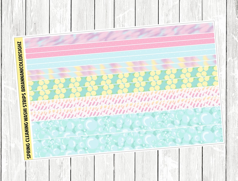 Spring cleaning washi strips planner stickers