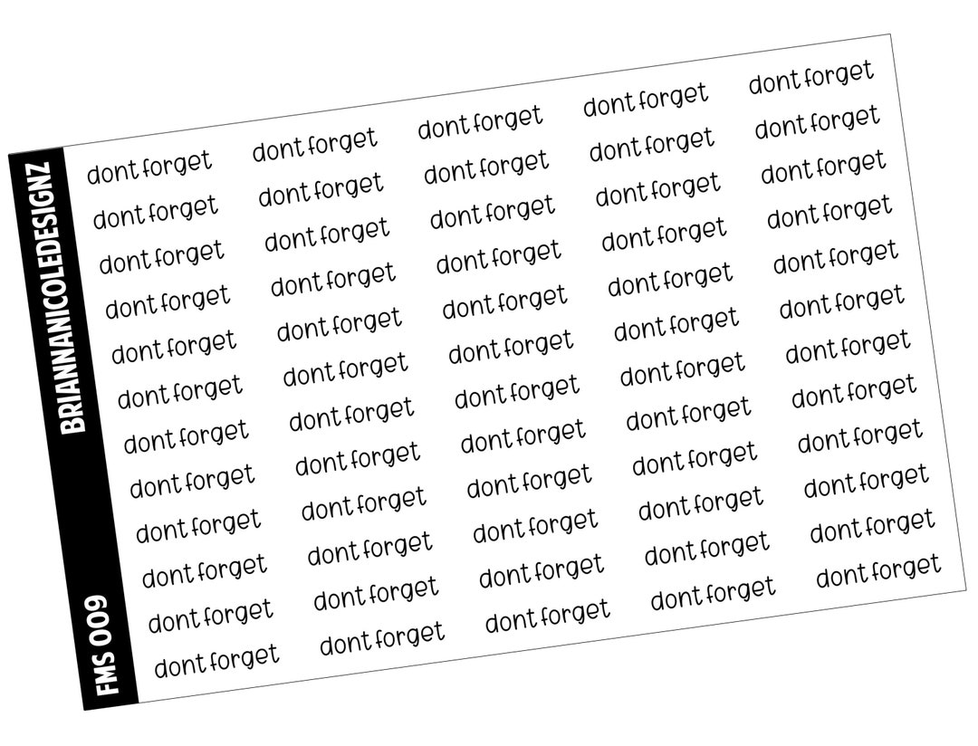 FMS009 Dont Forget Script | Planner Stickers - Etsy