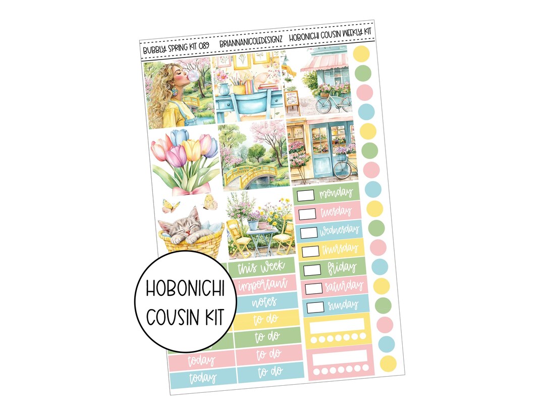 KIT 089 Bubbly Spring Hobonichi Cousin | Spring Planner Stickers - Etsy