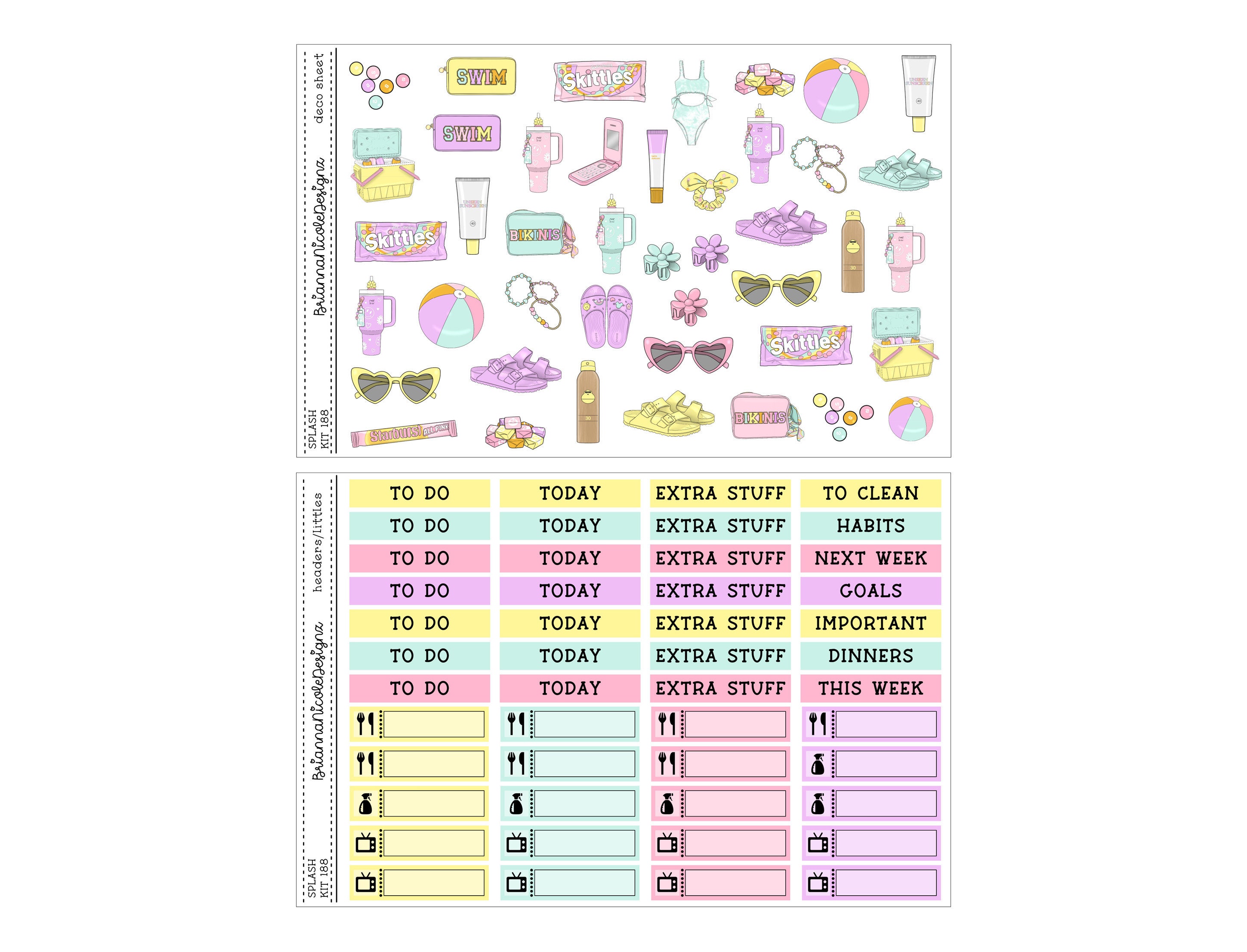 Kit 188 Splash | Weekly Planner Sticker Kit - Etsy