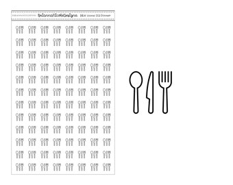 B&W icons 012 dinner | planner stickers