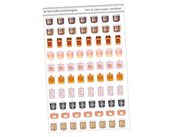Fall & Halloween candles| Halloween planner stickers| Spooky stickers| October planner stickers| Ghosts| witches