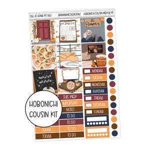 KIT 060 Automne à la maison | Stickers cousin Hobonichi | Stickers pour agenda d'automne | Stickers automne