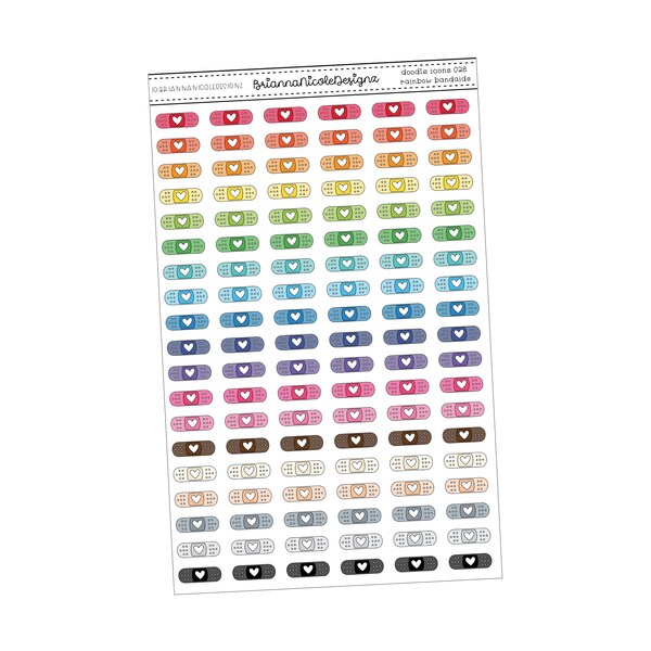 Doodle icons 028 rainbow band aids | planner stickers