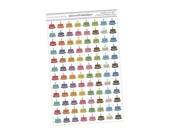Icônes Doodle 029 gâteaux d'anniversaire arc-en-ciel | Stickers agenda