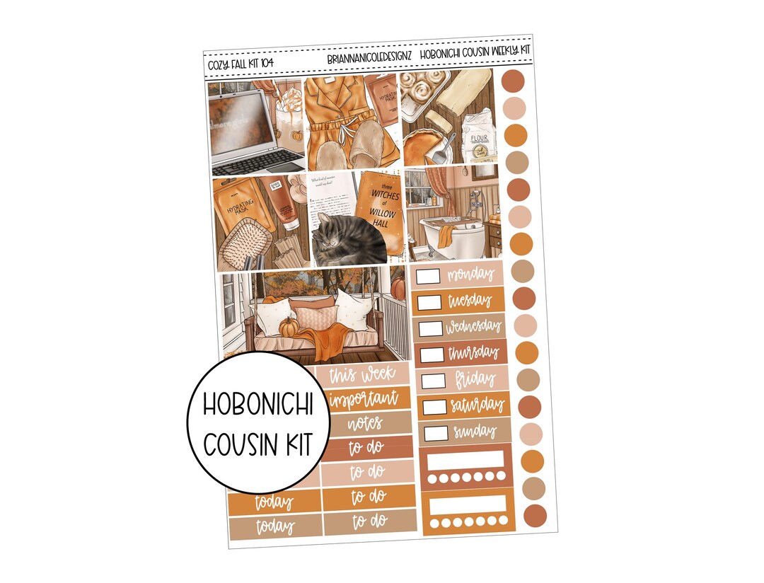 KIT 104 Cozy Fall | Hobonichi Cousin Stickers | Fall Sticker Kits - Etsy
