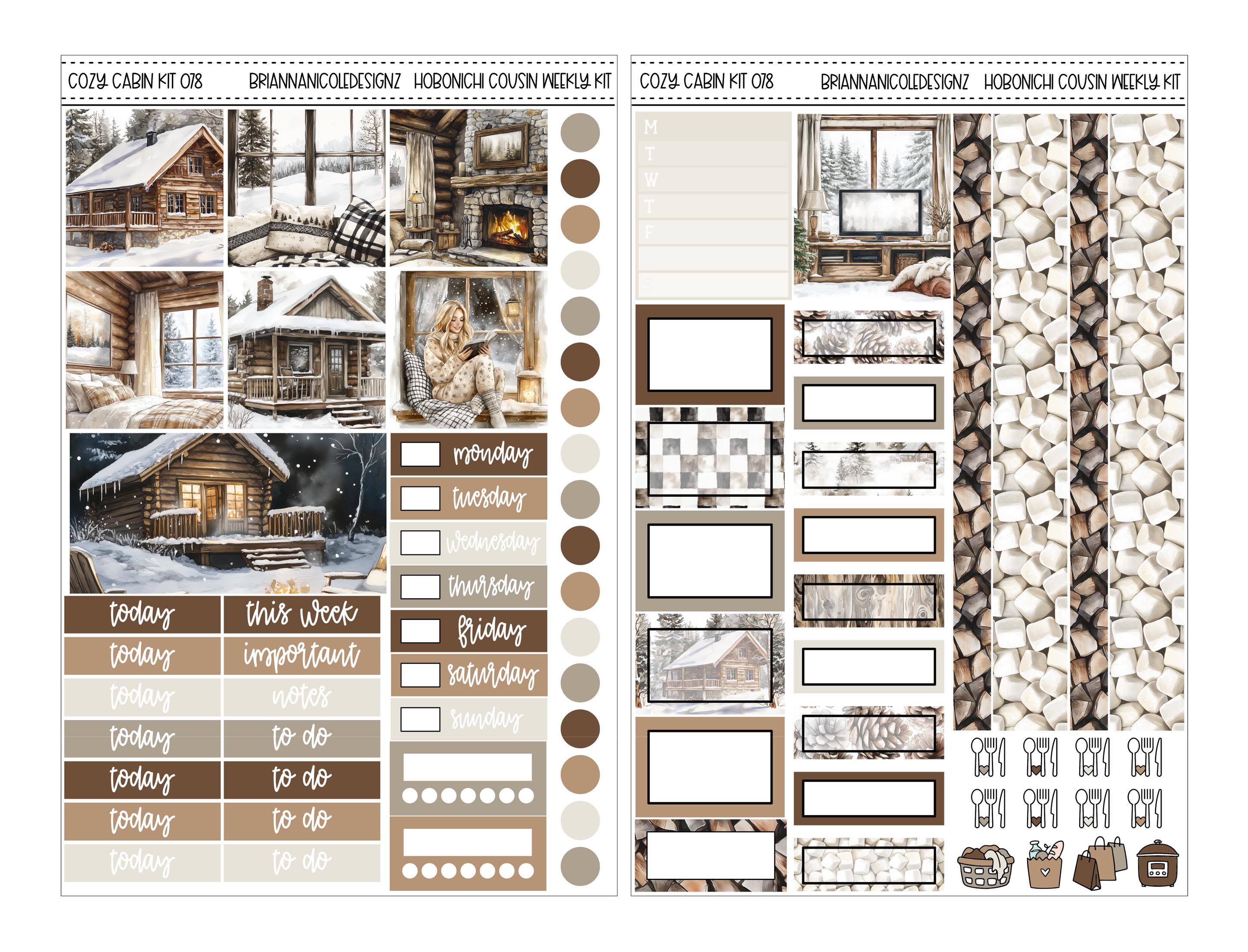 KIT 078 Cozy Cabin Hobonichi Weekly | Winter Planner Stickers - Etsy