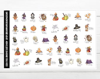 Lisa fall bucket list dark skin | planner stickers