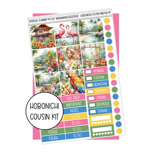 KIT 037 Tropical summer hobonichi cousin weekly kit | Hobonichi cousin stickers