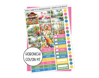 KIT 037 Tropical summer hobonichi cousin weekly kit | Hobonichi cousin stickers