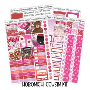 KIT 022 Cozy Valentine hobonichi cousin weekly kit | Hobonichi cousin stickers