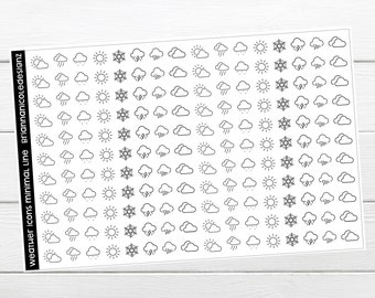 Weather icons minimal line | planner stickers