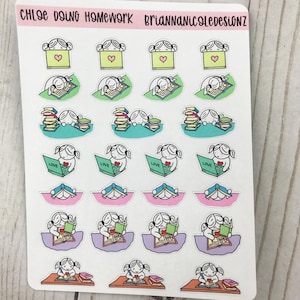 Chloe doing homework | planner stickers