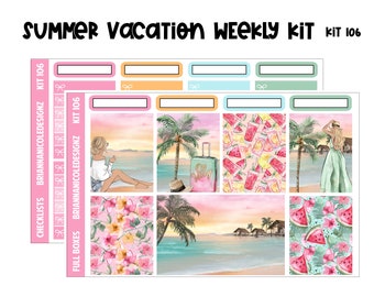 kit 106 Summer Vacation weekly kit | weekly planner sticker kit