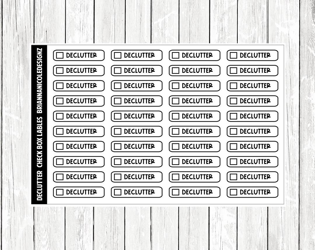 Declutter Checkbox Labels | Planner Stickers - Etsy