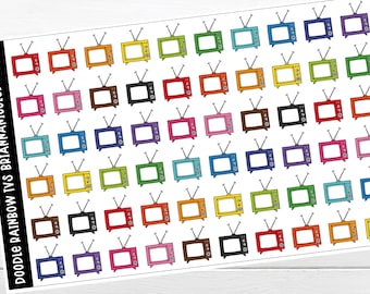 Doodle rainbow tvs | planner stickers