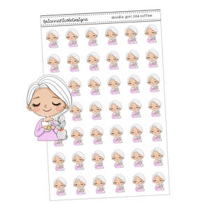doodle girl 064 coffee | girl stickers