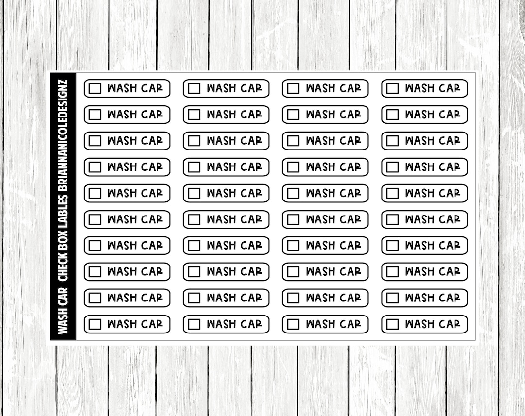 Wash Car Checkbox Labels | Planner Stickers - Etsy