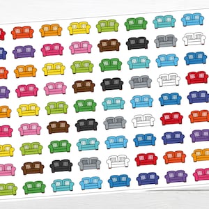Doodle rainbow couches | planner stickers