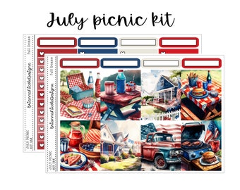 KIT 184 July picnic | weekly planner sticker kit