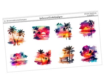 hs134 tropical sunsets | planner stickers