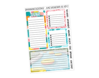 June dashboard layout ver 2 a5 hobonichi cousin | planner stickers