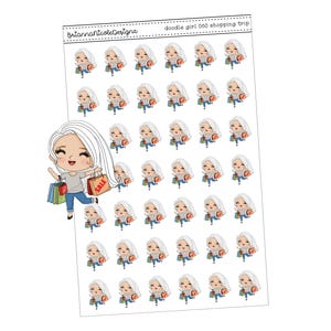doodle girl 060 shopping trip | girl stickers