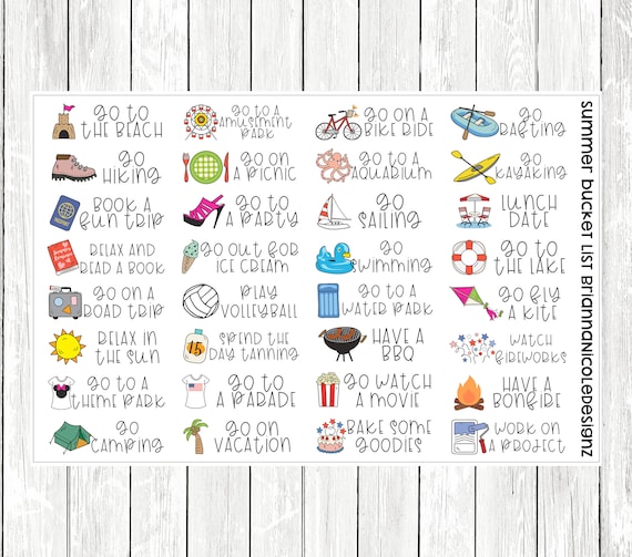 Summer bucket list | planner stickers