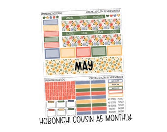 May Hobonichi cousin a5 monthly kit | Hobonichi cousin planner stickers