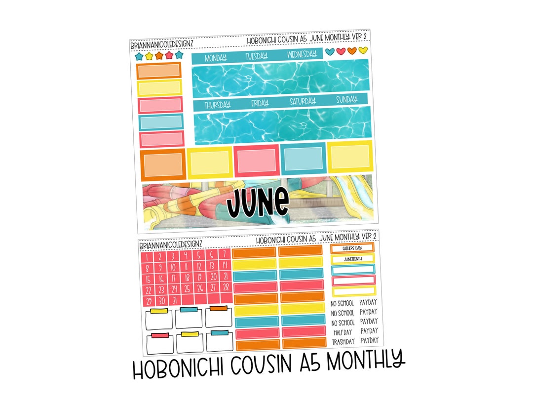 June Ver 2 Hobonichi Cousin A5 Monthly Kit | Hobonichi Cousin Planner ...