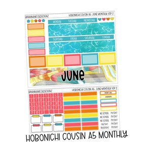 June Ver 2 Hobonichi cousin a5 monthly kit | Hobonichi cousin planner stickers