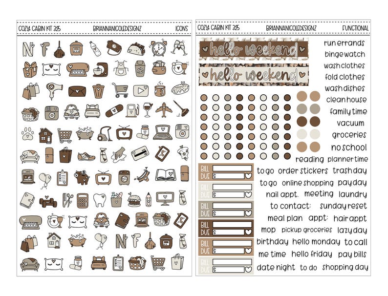 KIT 325 Cozy Cabin | Winter Planner Stickers | Winter Sticker Kits - Etsy
