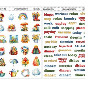 KIT 252 Rainy Day | Weekly Sticker Kit | Spring Planner Stickers - Etsy