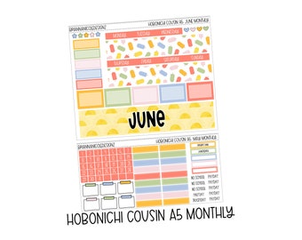 June Hobonichi cousin a5 monthly kit | Hobonichi cousin planner stickers