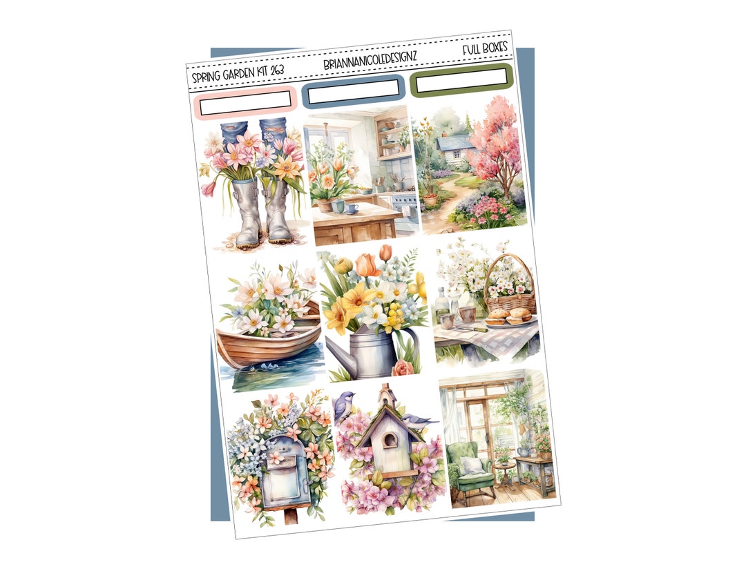 KIT 263 Spring Garden | Spring Planner Stickers | Spring Sticker Kits ...
