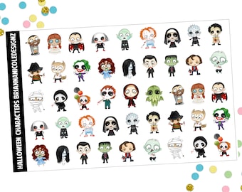 Halloween characters | Halloween planner stickers| Spooky stickers| October planner stickers| Ghosts| witches