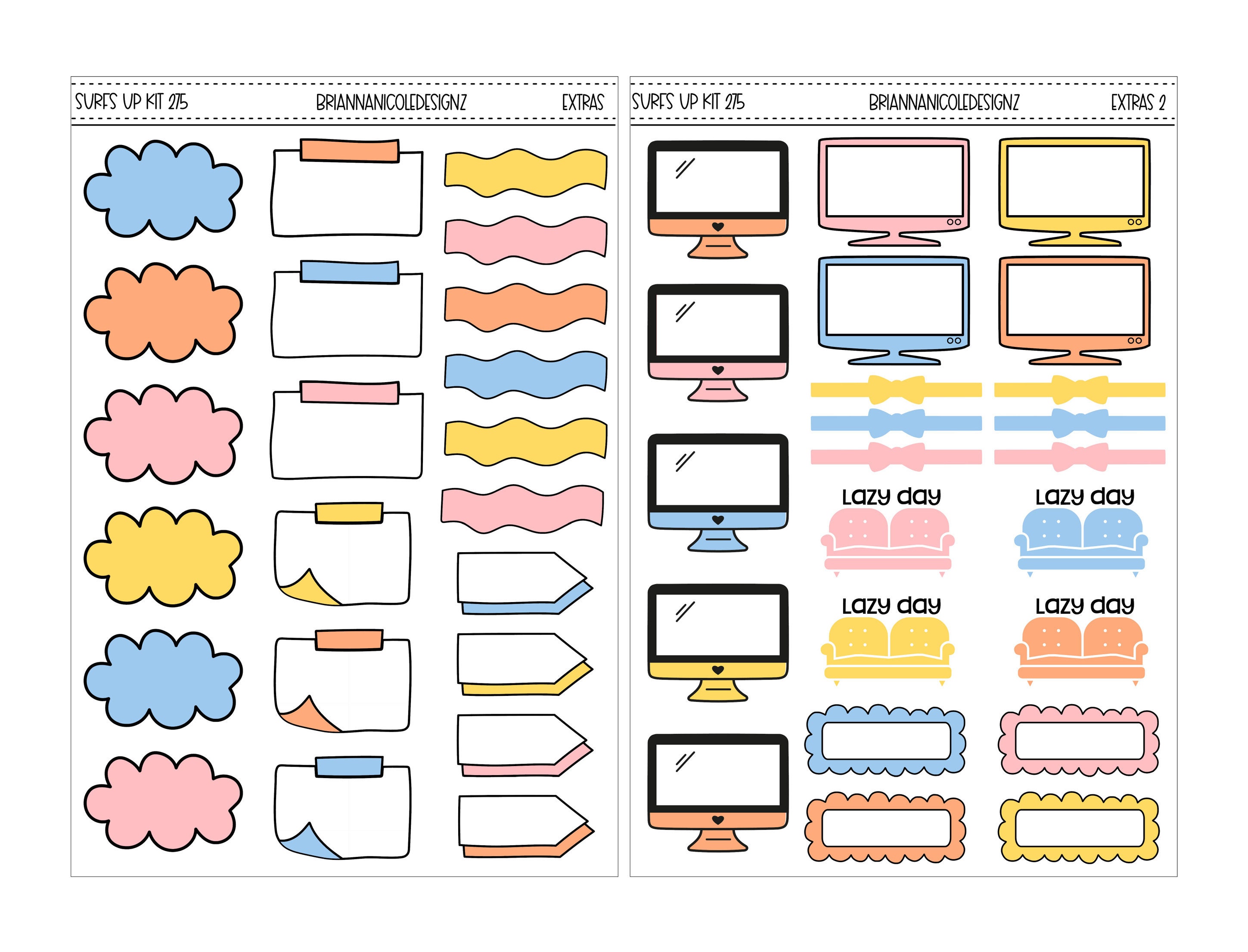 KIT 275 Surfs up | Planner Stickers | Summer Sticker Kits - Etsy