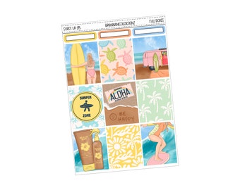 KIT 275 Surfs up | planner stickers | Summer sticker kits