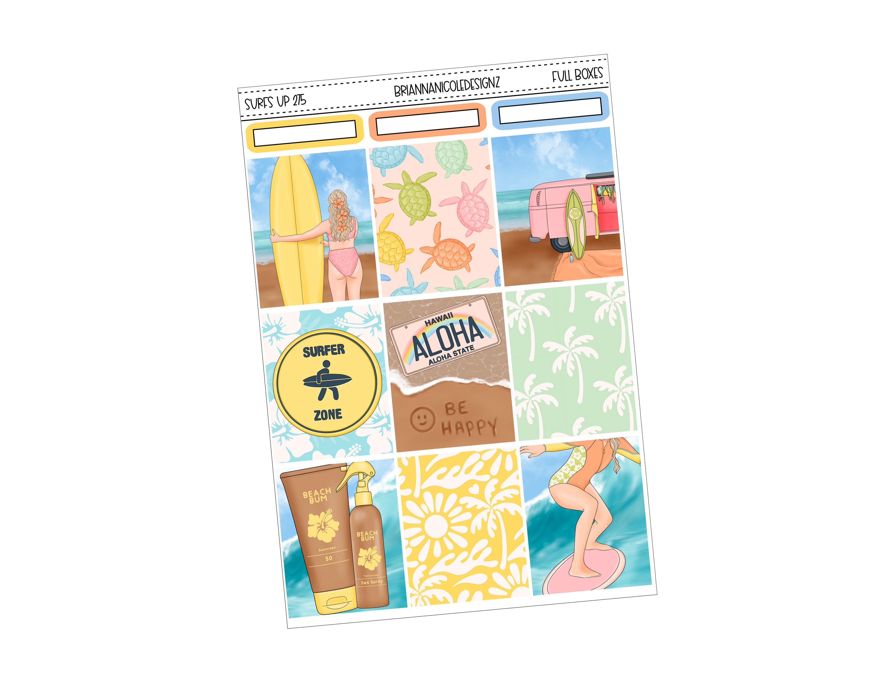 KIT 275 Surfs up | Planner Stickers | Summer Sticker Kits - Etsy