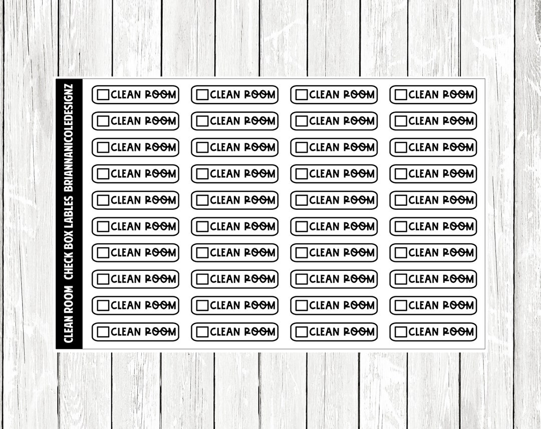 Clean Room Checkbox Labels | Planner Stickers - Etsy
