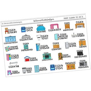Pegatinas para planificadores/tareas de limpieza profunda